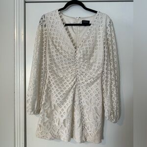 Bardot White Lace Button Down Mini Dress